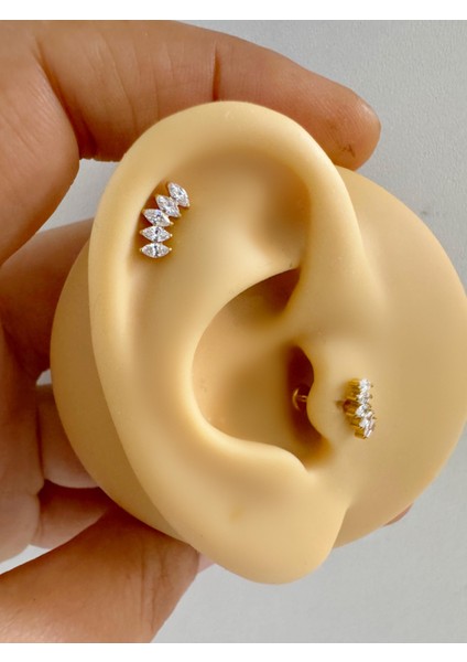 1 Adet G23 Titanium ( Titanyum) Zirkon Taşlı Tragus Kıkırdak Conch Flat Helix Lobe Uyumlu Piercing