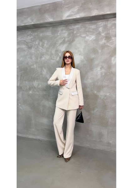 Blazer Ceket Pantolon Takım Çift Cepli