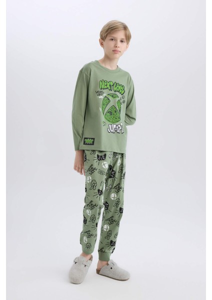 Erkek Çocuk Xbox Pijama Takımı Bisiklet Yaka Uzun Kollu Üst Beli Lastikli Uzun Alt D8445A824WN