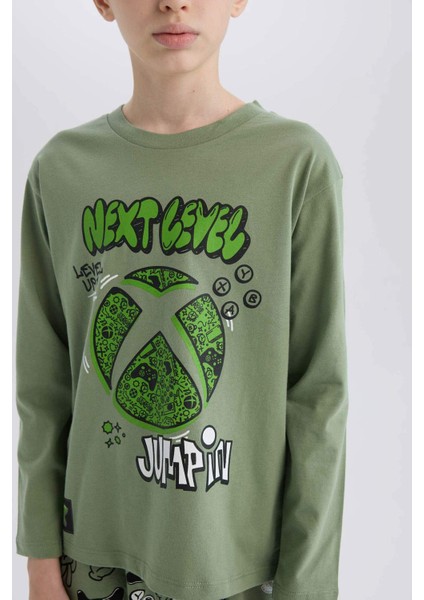 Erkek Çocuk Xbox Pijama Takımı Bisiklet Yaka Uzun Kollu Üst Beli Lastikli Uzun Alt D8445A824WN
