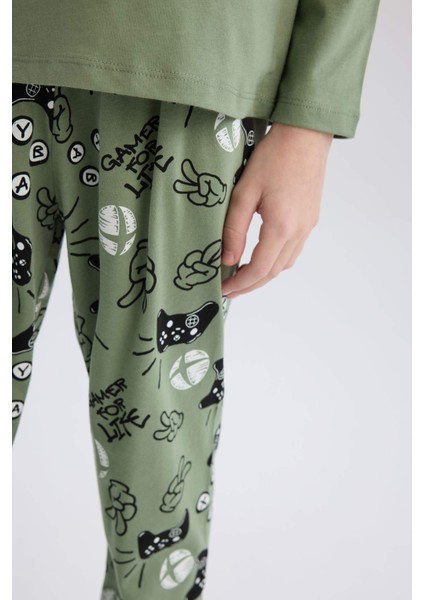 Erkek Çocuk Xbox Pijama Takımı Bisiklet Yaka Uzun Kollu Üst Beli Lastikli Uzun Alt D8445A824WN