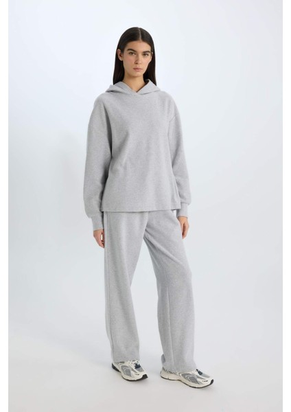 Wide Leg Kışlık PantolonGeniş Bol Paça Beli Lastikli Bağcıklı Basic Düz Cepli E1998AX24WN
