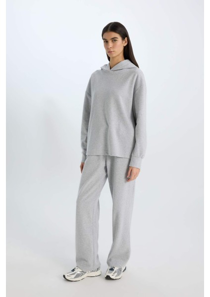 Wide Leg Kışlık PantolonGeniş Bol Paça Beli Lastikli Bağcıklı Basic Düz Cepli E1998AX24WN
