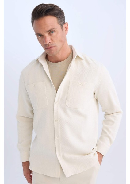 Relax Fit Polo Yaka Flanel Uzun Kollu Gömlek D1061AX24WN