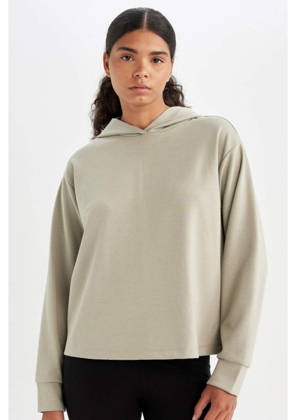 Fit Standart Fit Kapüşonlu Skuba Dalgıç Kumaş Sporcu Basic Düz Sweatshirt A5626AX24AU