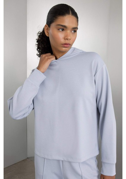 Fit Standart Fit Kapüşonlu Skuba Dalgıç Kumaş Sporcu Basic Düz Sweatshirt A5626AX24AU