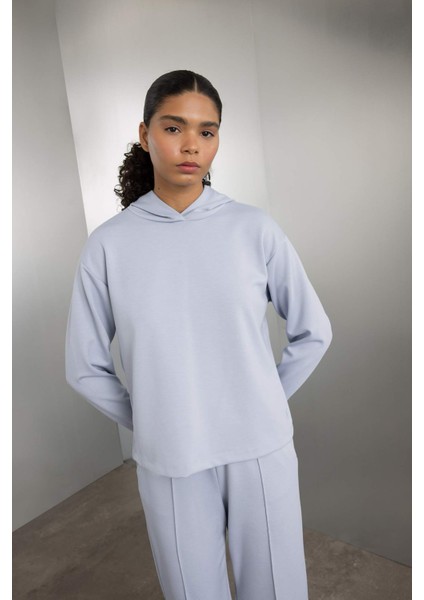 Fit Standart Fit Kapüşonlu Skuba Dalgıç Kumaş Sporcu Basic Düz Sweatshirt A5626AX24AU