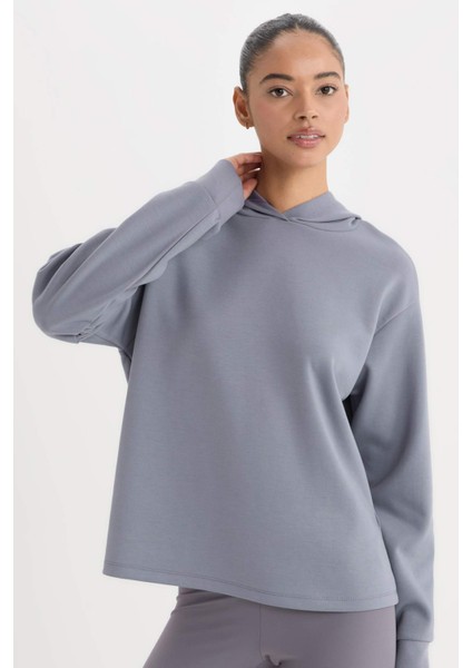 Fit Standart Fit Kapüşonlu Skuba Dalgıç Kumaş Sporcu Basic Düz Sweatshirt A5626AX24AU