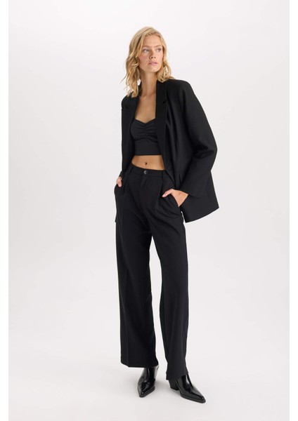 Oversize Geniş Kalıp Blazer Ceket Kruvaze Yaka Düğmeli Basic Düz Blazer Ceket C2575AX24AU fiyatları