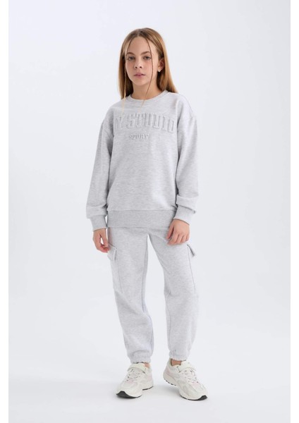 Kız Çocuk Gri Bisiklet Yaka Baskılı Sweatshirt D6628A824AU fiyatları