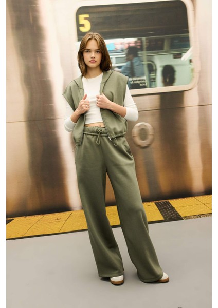 Coool Wide Leg Geniş Bol Paça Eşofman Altı Beli Lastikli Cepli Basic Düz D6336AX24AU