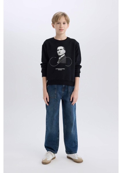 Erkek Çocuk Bisiklet Yaka Atatürk Baskılı Sweatshirt D8201A824WN indirimleri