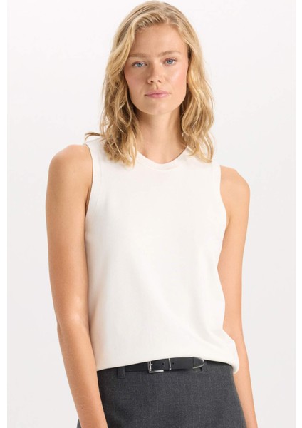 Fitted Bisiklet Yaka Kolsuz Basic Düz Triko Kazak D6160AX24AU