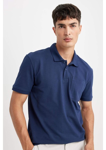 %100 Pamuk New Regular Fit Polo Yaka Kısa Kollu Pike Basic Düz Tişört D4610AX24SM