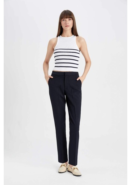 Klasik Chino Kumaş Pantolon Normal Bel Basic Düz Cepli Bilek Boy C1429AX24AU