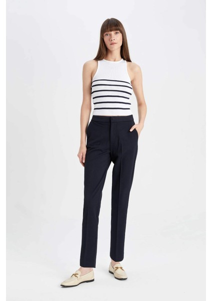 Klasik Chino Kumaş Pantolon Normal Bel Basic Düz Cepli Bilek Boy C1429AX24AU