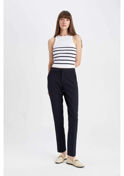 Klasik Chino Kumaş Pantolon Normal Bel Basic Düz Cepli Bilek Boy C1429AX24AU