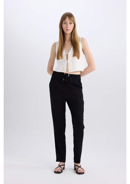 Belmando Harem Kumaş Pantolon Cepli Normal Bel Basic Düz Paça L3164AZ24SM