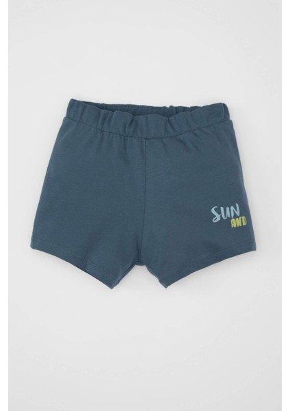 Erkek Bebek 2'li Takım Bisiklet Yaka Palmiye Desenli Kısa Kollu Tişört Şort C4031A524SM fiyatları