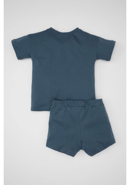 Erkek Bebek 2'li Takım Bisiklet Yaka Palmiye Desenli Kısa Kollu Tişört Şort C4031A524SM indirimleri