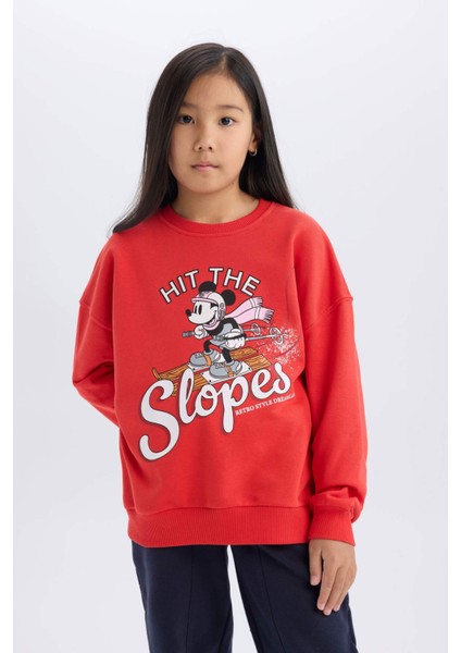 Kız Çocuk Disney Mickey & Minnie Oversize Geniş Kalıp Bisiklet Yaka Sweatshirt D4377A824WN fırsatları