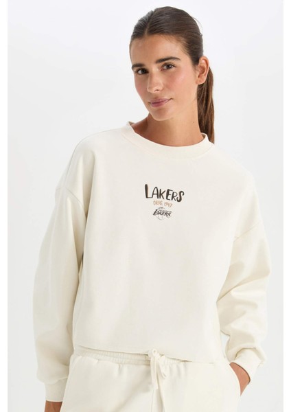 Fit NBA Los Angeles Lakers Bisiklet Yaka Sweatshirt D0682AX24AU