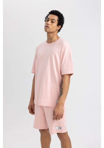 DeFactoFit Oversize Fit Bisiklet Yaka Baskılı Kısa Kollu Tişört A1624AX24SM