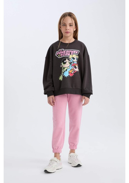 Kız Çocuk PowerPuff Girls Oversize Geniş Kalıp Bisiklet Yaka Sweatshirt D2823A824WN fiyatları