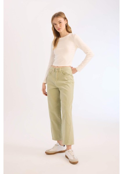 Coool Fitted Bisiklet Yaka Ribana Basic Düz Uzun Kollu Beyaz Tişört modelleri