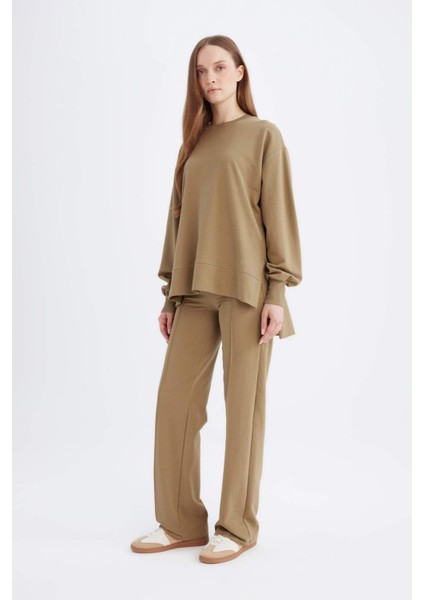 Wide Leg Geniş Bol Paça Eşofman Altı Beli Lastikli Basic Düz D4805AX24AU modelleri