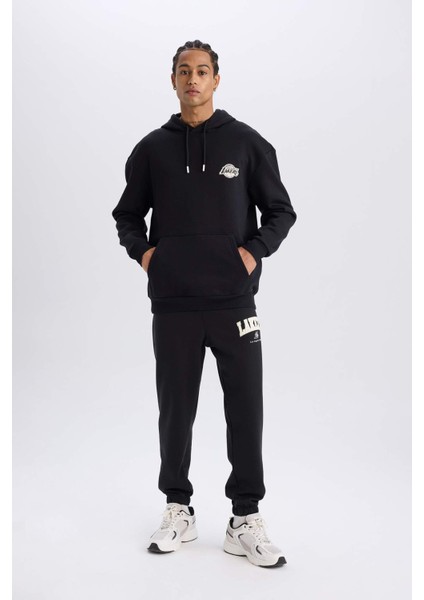 Fit NBA Los Angeles Lakers Boxy Fit Kapüşonlu Kalın Sweatshirt A4114AX24WN