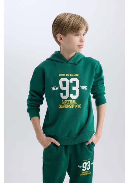 Erkek Çocuk Kapüşonlu Baskılı Kalın Sweatshirt C9805A824WN