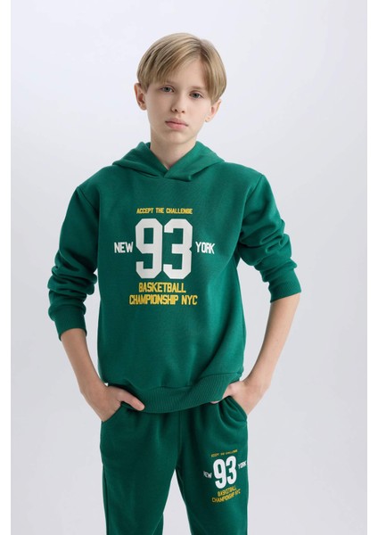 Erkek Çocuk Kapüşonlu Baskılı Kalın Sweatshirt C9805A824WN