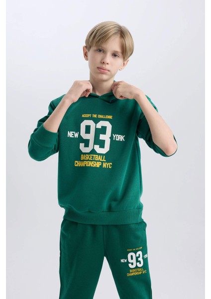 Erkek Çocuk Kapüşonlu Baskılı Kalın Sweatshirt C9805A824WN