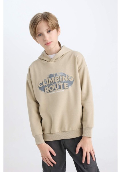 Erkek Çocuk Oversize Geniş Kalıp Kapüşonlu Baskılı Sweatshirt D5408A824WN indirimleri