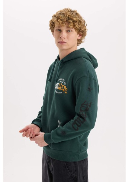 Boxy Fit Kapüşonlu Baskılı Sweatshirt D0850AX24AU modelleri
