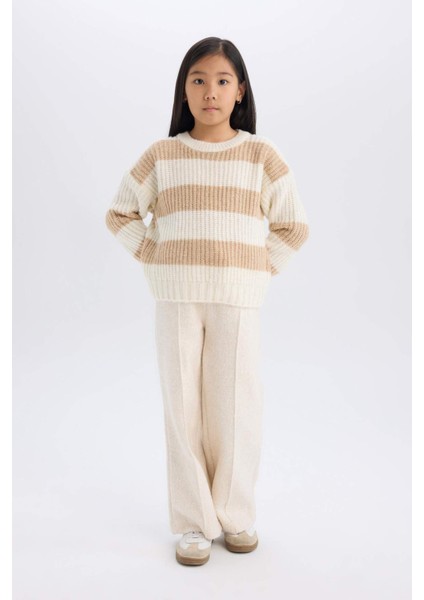 Kız Çocuk Çizgili Bisiklet Yaka Triko Kazak A6009A824WN indirimleri