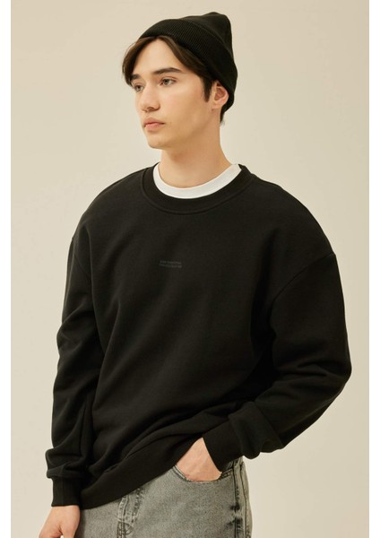 Boxy Fit Bisiklet Yaka Baskılı Sweatshirt C2207AX24SP