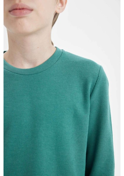 Erkek Çocuk Pijama Takım Uzun Kollu Waffle Üst Beli Lastikli Uzun Alt D5343A824WN