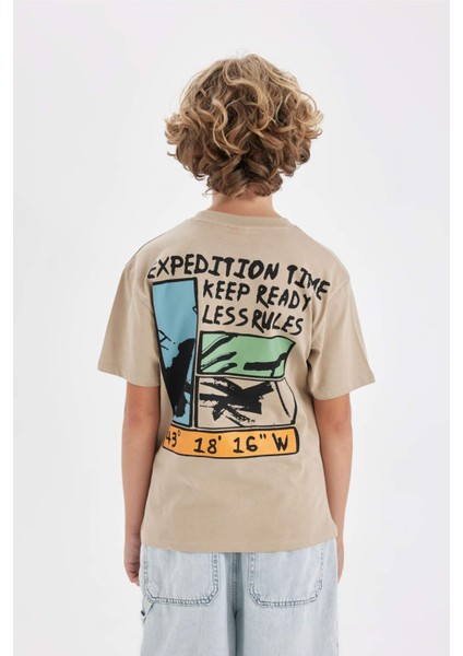 Erkek Çocuk Bisiklet Yaka Baskılı Kısa Kollu Tişört D2186A824HS