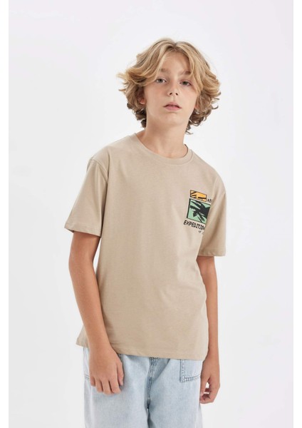 Erkek Çocuk Bisiklet Yaka Baskılı Kısa Kollu Tişört D2186A824HS fırsatları