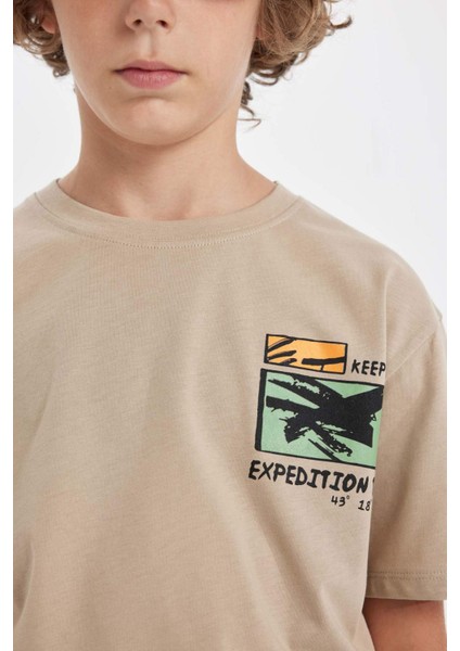 Erkek Çocuk Bisiklet Yaka Baskılı Kısa Kollu Tişört D2186A824HS indirimleri