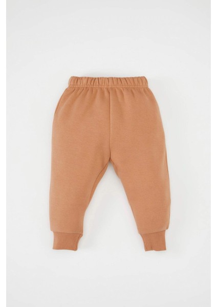 Kız Bebek 2'li Takım Baskılı Bisiklet Yaka Sweatshirt Üst Beli Lastikli Eşofman Altı D0815A524AU