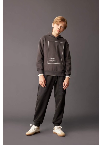 Erkek Çocuk Antrasit Kapüşonlu Baskılı Sweatshirt D3095A824AU fiyatları