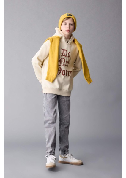 Erkek Çocuk Oversize Geniş Kalıp Kapüşonlu Baskılı Sweatshirt D1908A824WN fiyatları