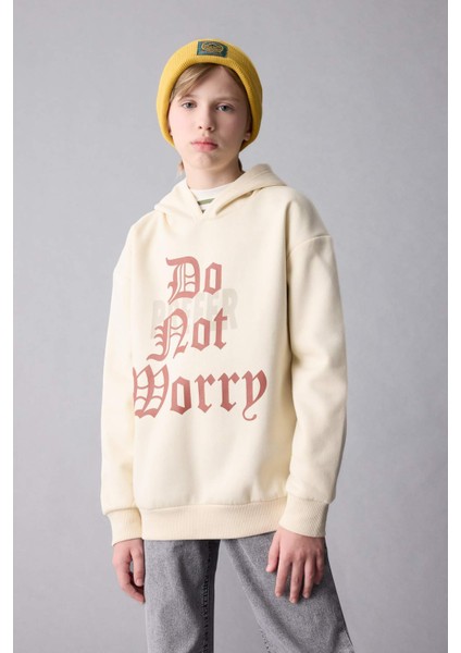 Erkek Çocuk Oversize Geniş Kalıp Kapüşonlu Baskılı Sweatshirt D1908A824WN modelleri