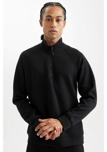 Fit Standart Fit Dik Yaka Yarım Fermuarlı Sporcu Sweatshirt D2363AX24AU