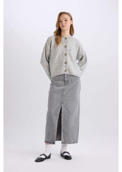 Fashion Fit Yırtmaçlı Cepli Uzun Boy Jean Etek D4424AX24AU fiyatları