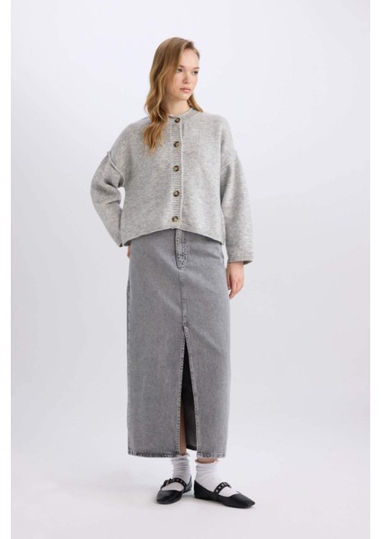 Fashion Fit Yırtmaçlı Cepli Uzun Boy Jean Etek D4424AX24AU indirimleri