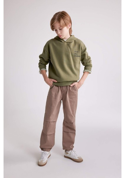 Erkek Çocuk Oversize Geniş Kalıp Sırt Baskılı Kapüşonlu Sweatshirt D3969A824WN
